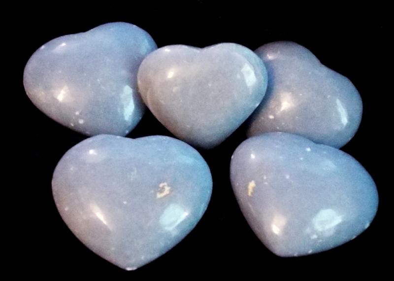 Angelite Gemstone Carved Puff Heart