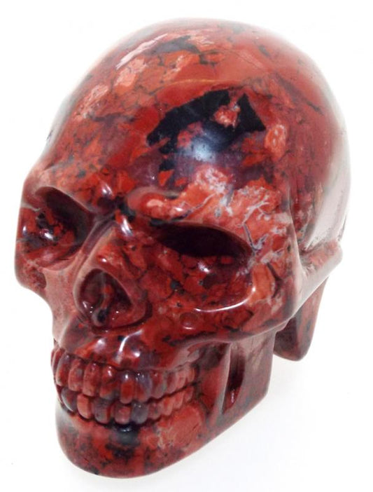 Red Jasper Carved Gemstone Skull 02