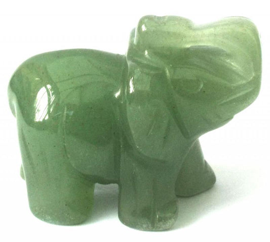 Small Aventurine Carved Gemstone Elephant