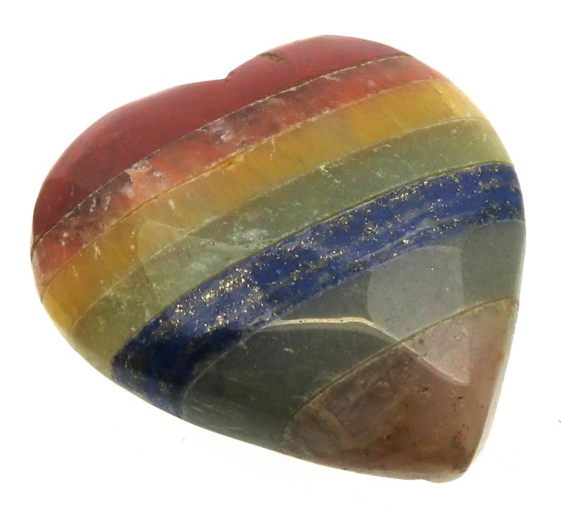 Carved Seven Chakra Gemstone Heart