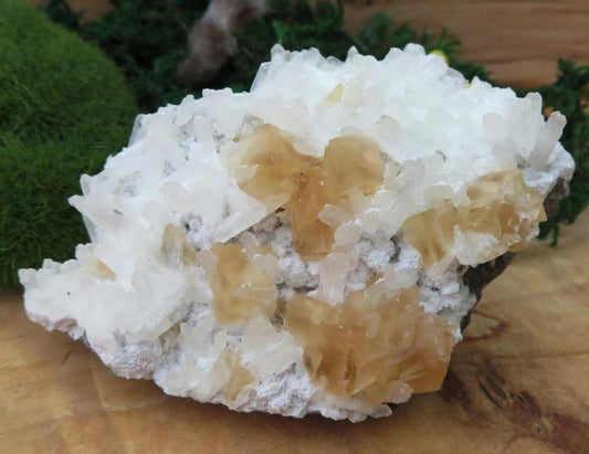 Honey Calcite on Quartz Gemstone Specimen 01