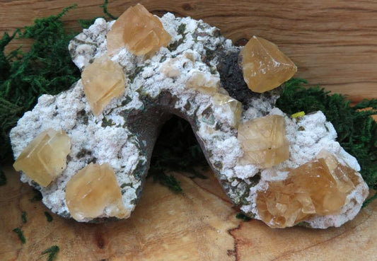 Honey Calcite on Quartz Gemstone Specimen 04