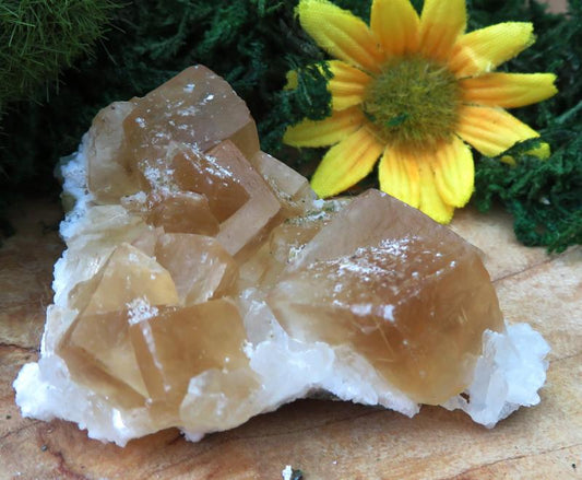 Honey Calcite on Quartz Gemstone Specimen 05
