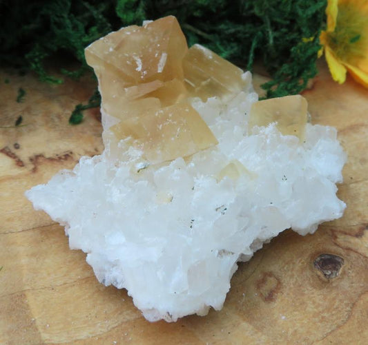 Honey Calcite on Quartz Gemstone Specimen 07