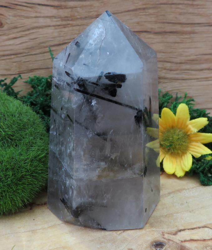 Black Tourmalated Quartz Gemstone Tower 04