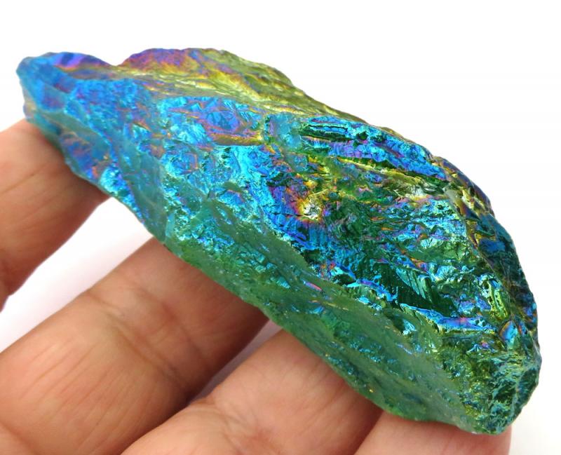 Dragon Poop Peacock Aura Quartz Point 03