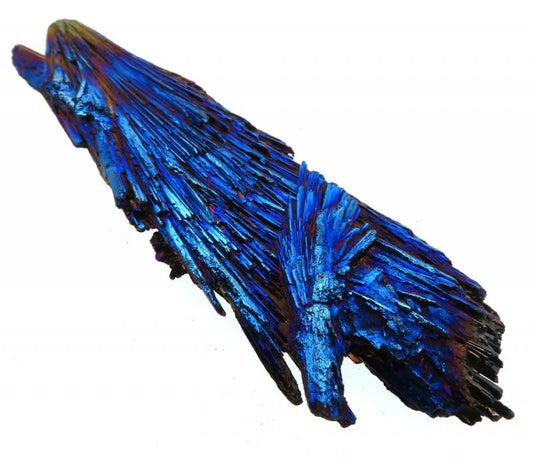 Kyanite Gemstone Peacock Aura Coated Fan 06