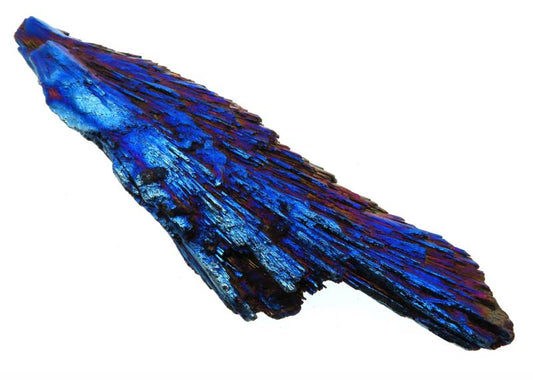 Kyanite Gemstone Peacock Aura Coated Fan 07