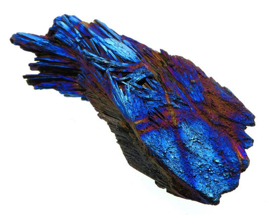 Kyanite Gemstone Peacock Aura Coated Fan 15
