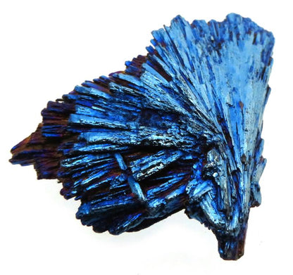 Kyanite Gemstone Peacock Aura Coated Fan 16