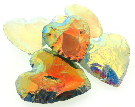 Hand Knapped Aura Quartz Gemstone Heart