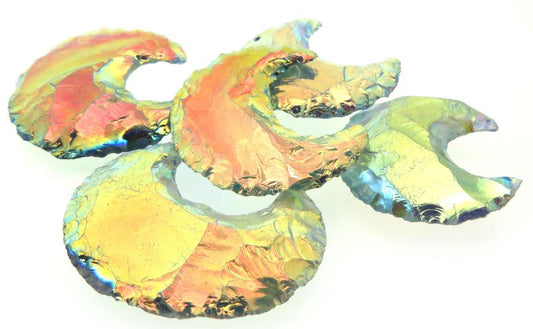 Hand Knapped Aura Quartz Gemstone Moon