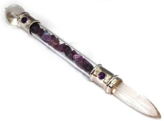 Glass Pipe Healing Wand with Sugilite Chips