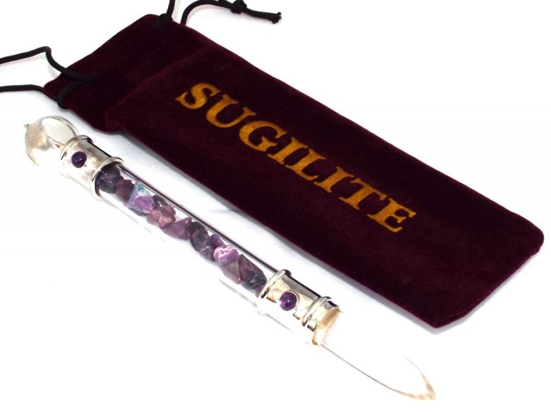 Glass Pipe Healing Wand with Sugilite Chips