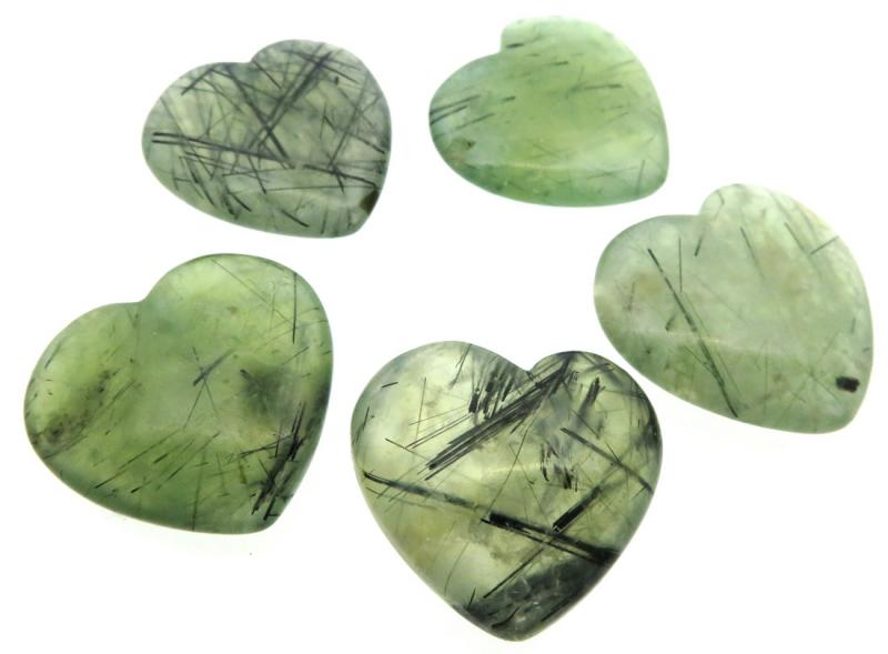 Single Prehnite Carved Puff Heart 28mm to 30mm