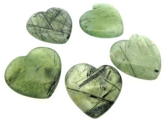 Single Prehnite Carved Puff Heart 28mm to 30mm