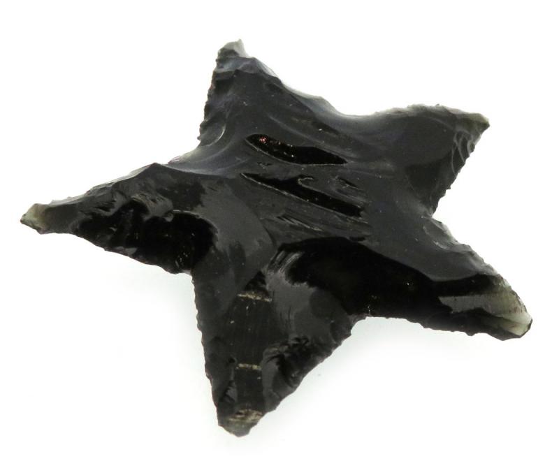 Hand Knapped Black Obsidian Gemstone Star