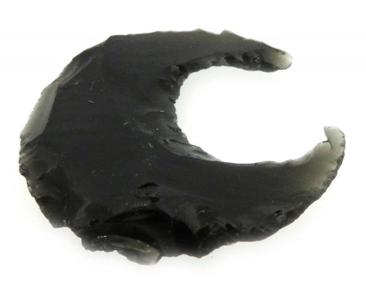 Hand Knapped Black Obsidian Gemstone Moon