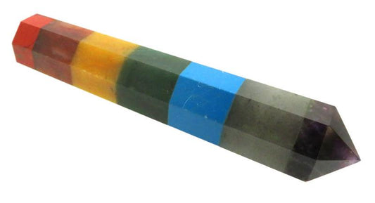 Faceted Seven Chakra Double Terminated Gemstone Wand