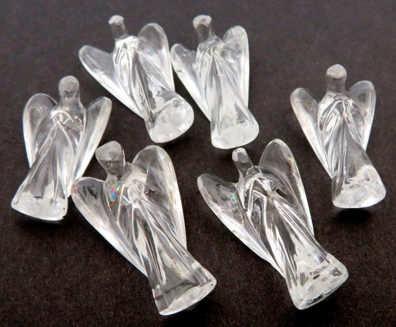 Single Clear Quartz Gemstone Pocket Angel Talisman