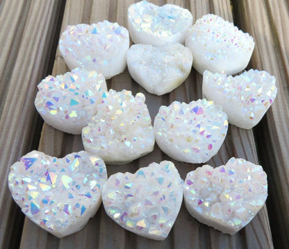 Small Angel Aura Quartz Gemstone Cluster Heart