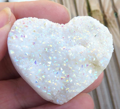 Small Angel Aura Quartz Gemstone Cluster Heart