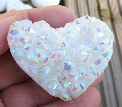Small Angel Aura Quartz Gemstone Cluster Heart