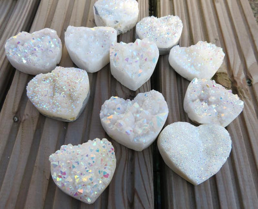 Medium Angel Aura Quartz Gemstone Cluster Heart