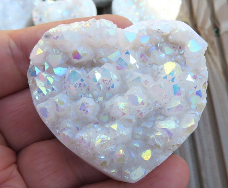 Medium Angel Aura Quartz Gemstone Cluster Heart