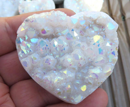 Medium Angel Aura Quartz Gemstone Cluster Heart