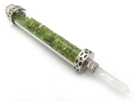 Glass Pipe Fancy Wand with Peridot Chips