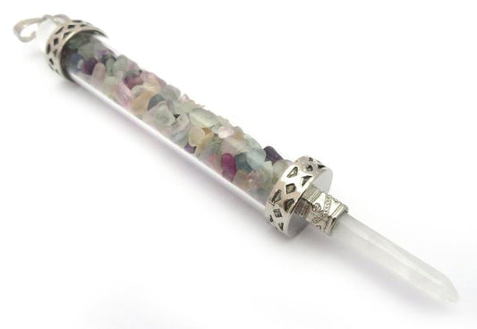 Glass Pipe Fancy Wand with Fluorite Chips