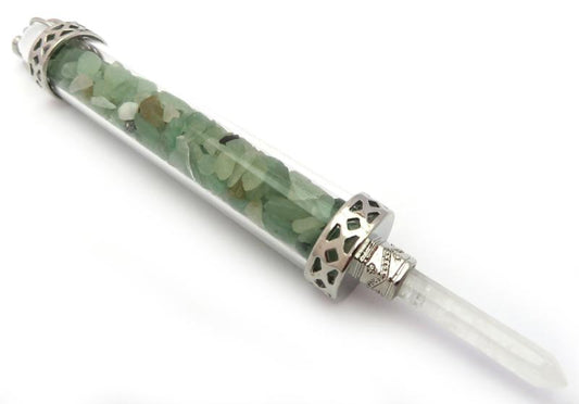 Glass Pipe Fancy Wand with Aventurine Chips