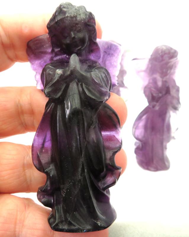 Fluorite Gemstone Carved Angel 03