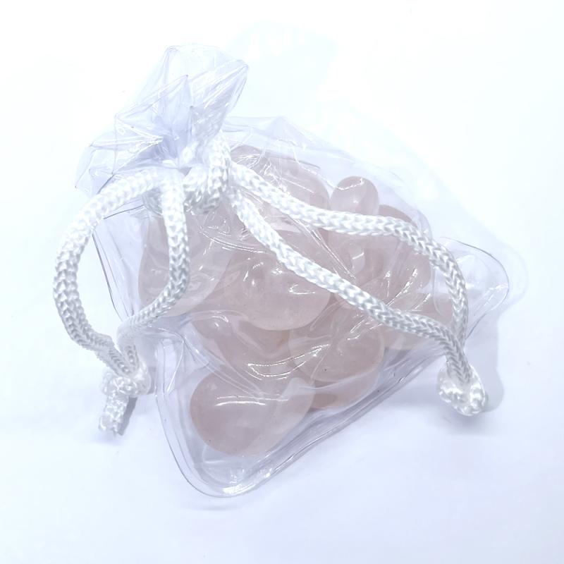 10 x Rose Quartz Tumbled Gemstones with Pouch