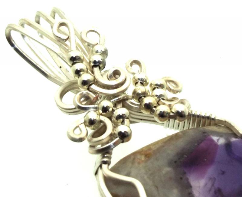 Tripache Star Amethyst Stalactite Silver Plated Wire Wrapped Pendant 02