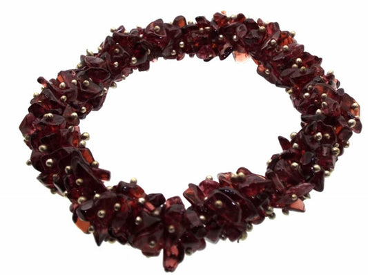 Fused Garnet Gemstone Chip Bracelet