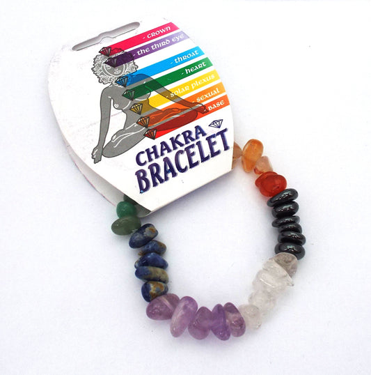 Chakra Gemstone Smooth Pebble Elasticated Bracelet