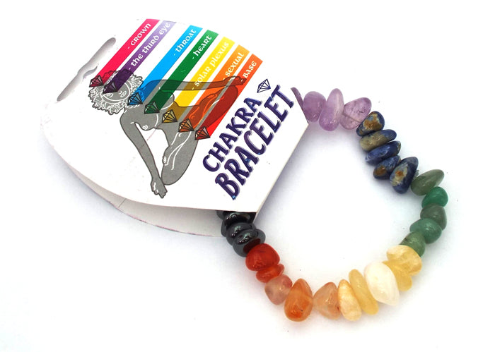 Chakra Gemstone Smooth Pebble Elasticated Bracelet