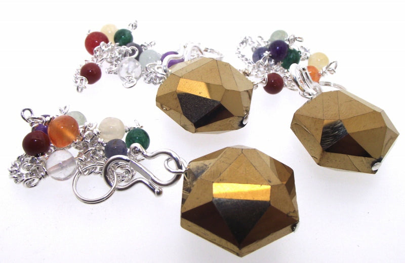Gold Aura Crystal Hexagon Chakra Pendulum