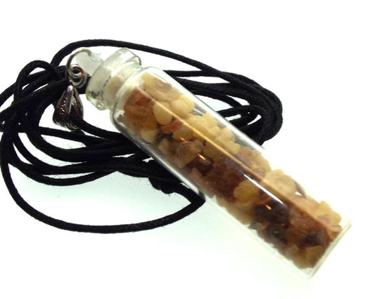 Gold Frankincense and Myrrh Glass Bottle Pendant