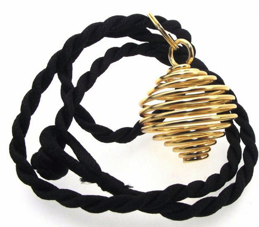 Gold Coloured Spiral Gem Keeper Cage Pendant