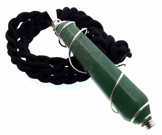 Green Aventurine Crystal Wand Spiral Pendant