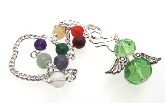 Green Crystal Angel Charm Chakra Pendulum
