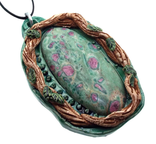 Ceramic Ring Branch with Ruby Fuchsite Wall Art 30