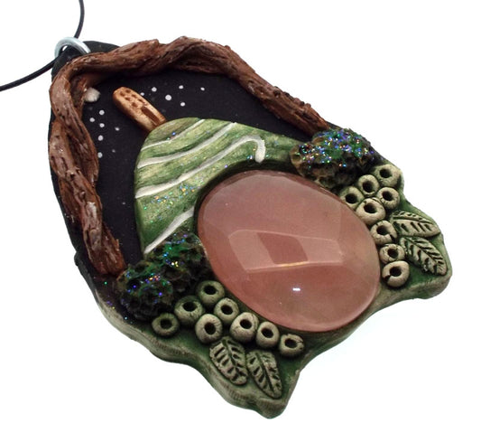 Ceramic Sacred Tor with Rose Quartz Wall Art 42