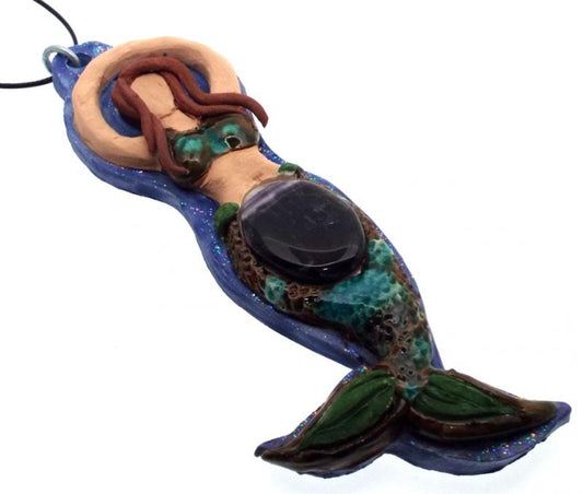 Ceramic Mermaid with Amethyst Wall Art 47