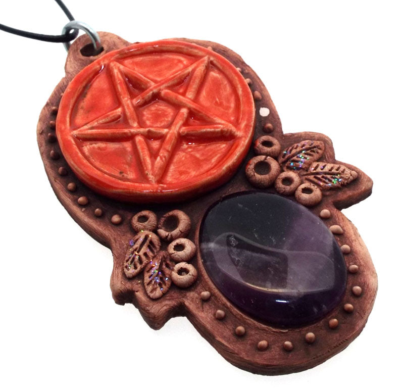 Ceramic Pentacle with Amethyst Wall Art 51