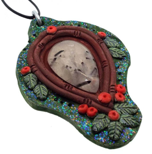 Ceramic Frame with Tourmalated Quartz Wall Art 69