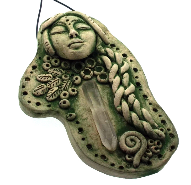 Ceramic Goddess with Quartz Point Wall Art 11